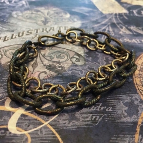 Rustic Chunky Double Chain Bracelet! - Picture 6 of 7
